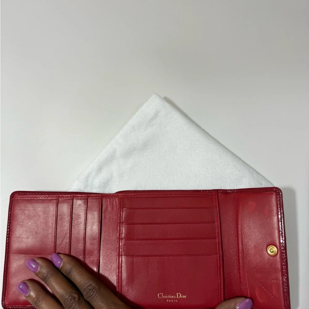 Lady Dior Burgundy Quilted Wallet